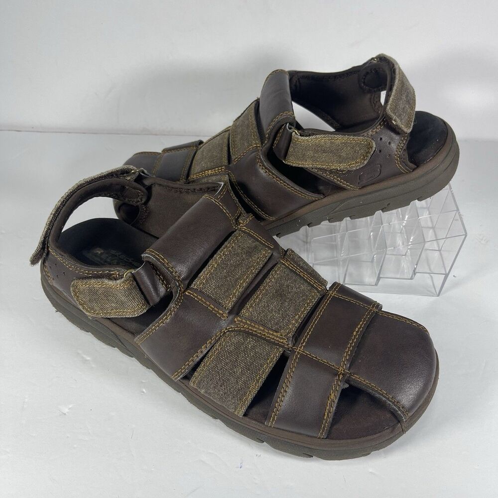 Skechers Relaxed Fit Memory Foam 360 Men's Brown Fisherman Sandals Sz 12 64489